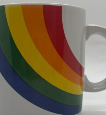 Vintage 1980's FTDA Rainbow Mug Made in Korea Collectible Coffee Tea Mug