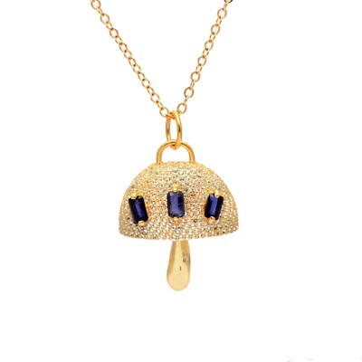 White topaz Mushroom Charm,Iolite Mushroom Charm,Sterling  display picture 1