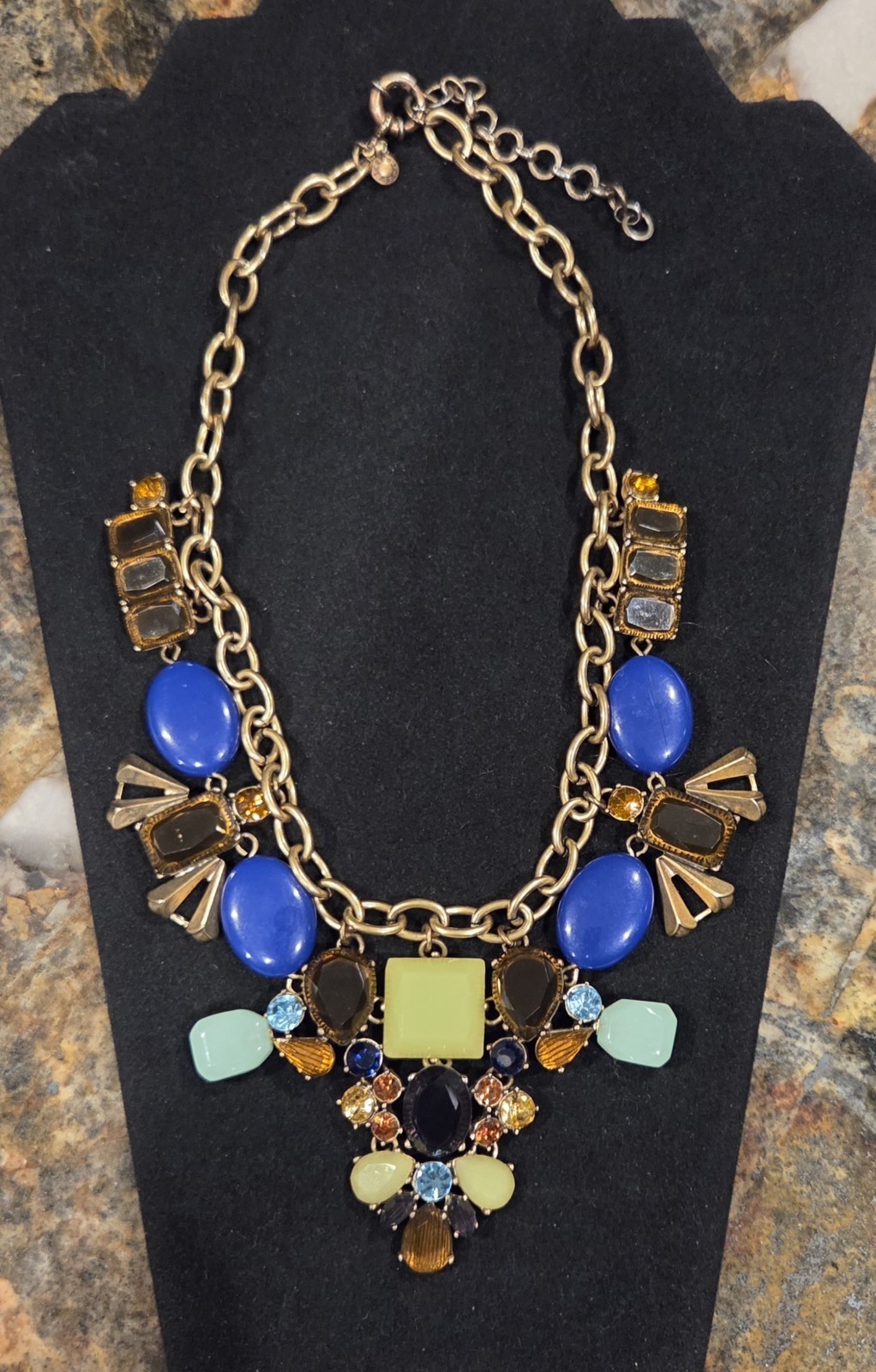 J. Crew Marked Statement Necklace Multicolored St… - image 1