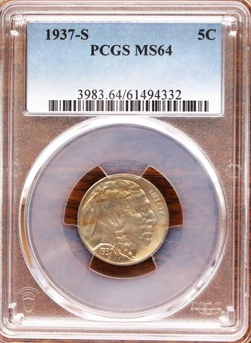 1937-S BUFFALO NICKEL PCGS MS64