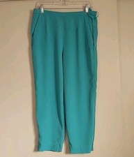 Diane Von Furstenberg Silk Tale Green Trousers Pants Casual Trousers Size Small