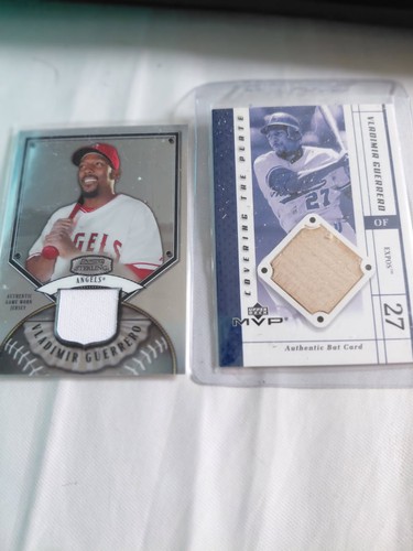 2 Vladimir Guerrero game used cards 2003 UD Mvp bat, 2007 Bowman Sterling jersey