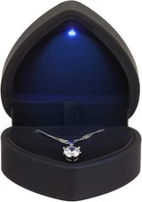 LETURE Heart Shaped LED Pendant Necklace Box, Jewelry Gift Boxes for Black 
