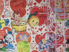 100 Cotton Woven Novelty Fabric Retro Valentine's Day Card By The 1/4 Yard 9x56