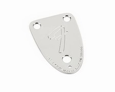 Genuine Fender 70s Vintage 3-Bolt F Stamped Logo Guitar Neck Plate - CHROME
