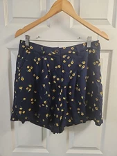 JOULES Ashleigh Shorts Size 6 UK 10 Navy Sunflower Viscose Ditsy Boho