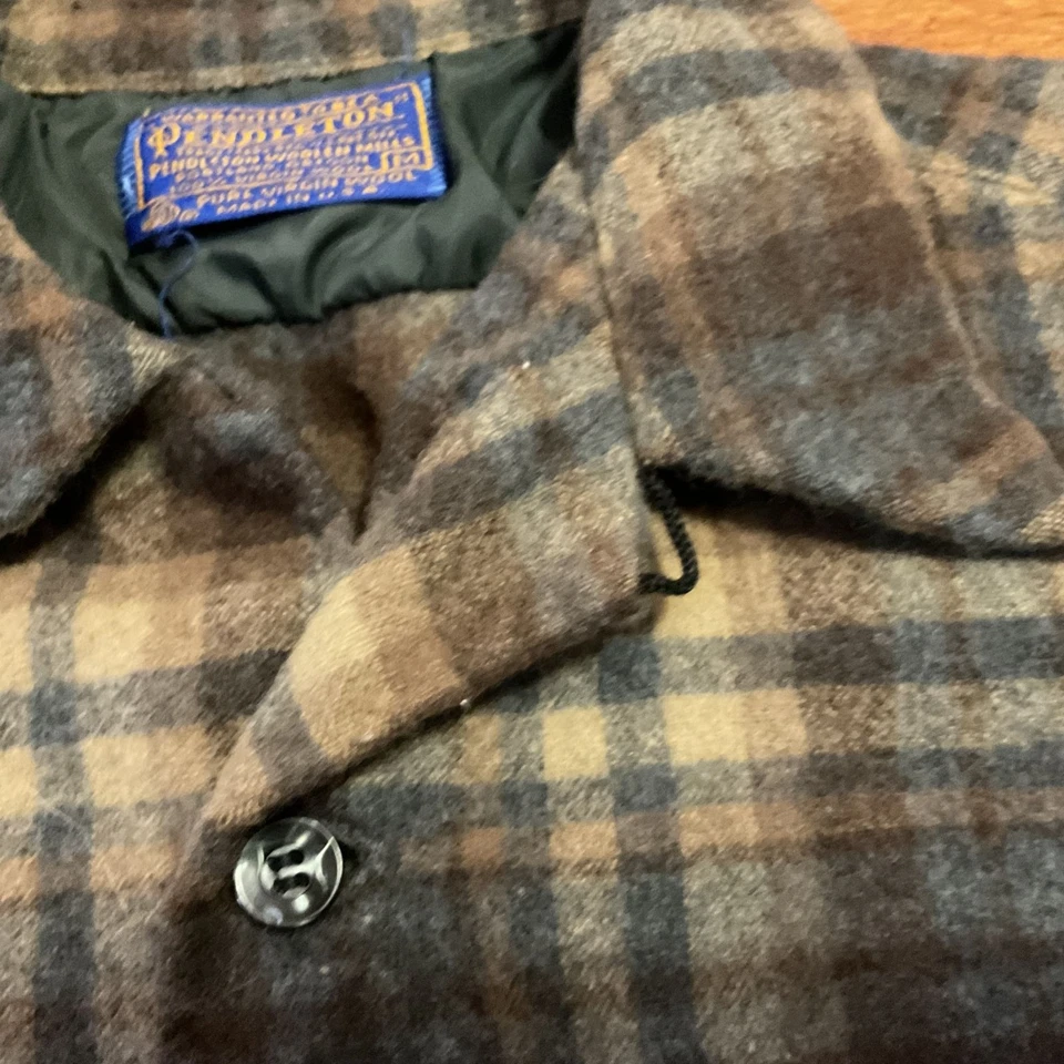 Vtg Pendleton Board Shirt M Virgin Wool Plaid Loop Collar Long Sleeve Shacket - Image 3 of 4