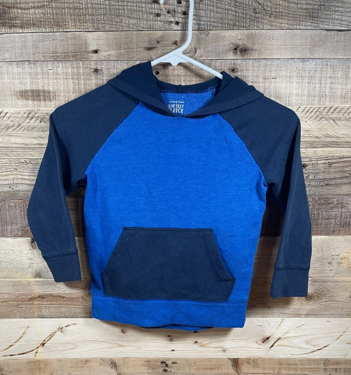 Jumping Beans Softest Fleece Boys (5) Blue Hoodie Sweatshirt Kid Long Sleeve Top