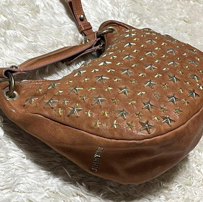 JIMMY CHOO Stella Star Studs 2way Handbag Shoulder Bag Leather Camel Used JAPAN