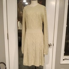 Lucky Brand Women’s Ivory Cable Knit Sweater Dress Sz: L