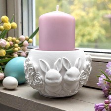 Oster Schale Gie&szlig;form Silikon Hasen Blumen Kerzenschale Stumpenkerzen DIY