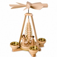 Erzgebirge Weihnachtspyramide Christi Geburt Handarbeit Holz 24Cm Teelicht NEU