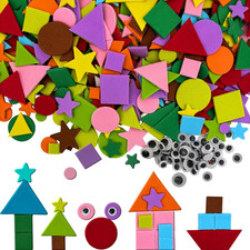 1050 Pcs Foam Shapes Stickers,4Shapes-10 Colors Self Adhesive Shape for Kids Cra