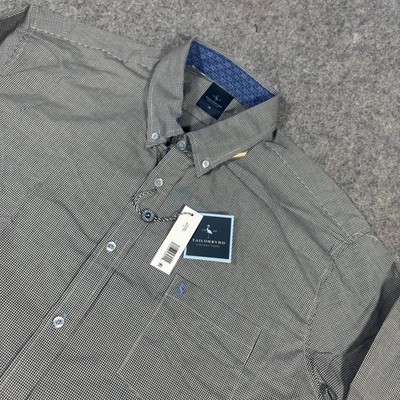 Tailorbyrd Collection Mens XL Gingham Button Down Shirt Black White Blue NWT
