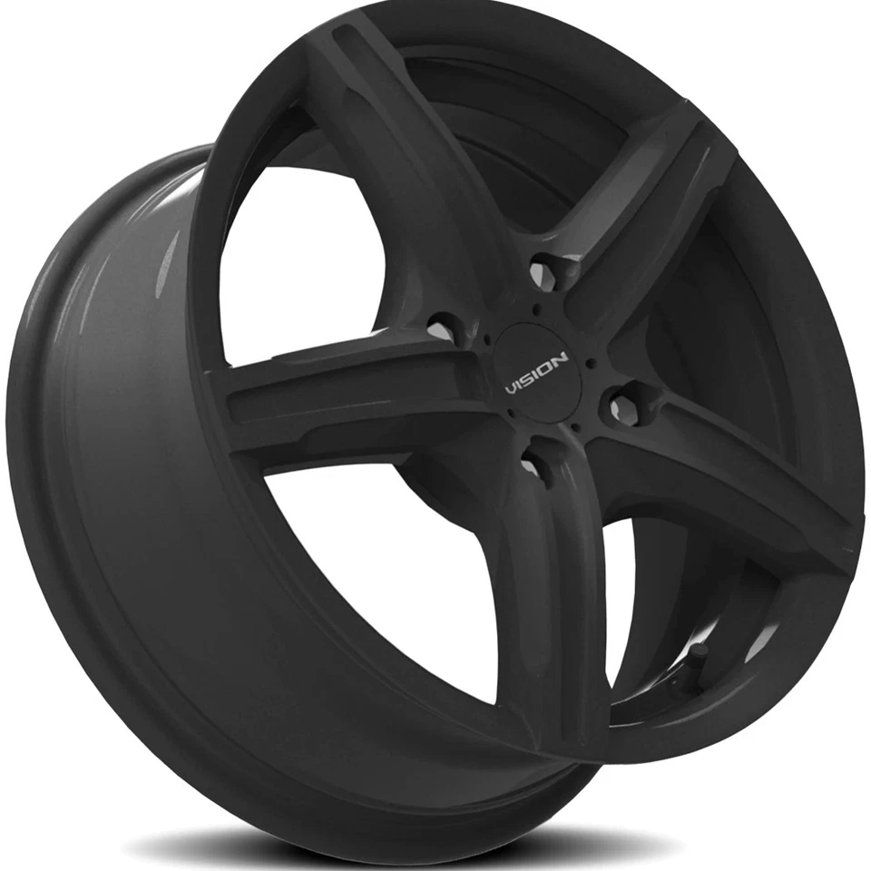 (Set of 4) Vision 469 Boost 15x6.5 4x100 +38mm Satin Black Wheels Rims 15" Inch Foto 3 de 4