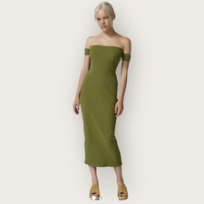 Urban Outfitters Spencer Off The Shoulder Knit Midi Dress Medium Green Feminine
