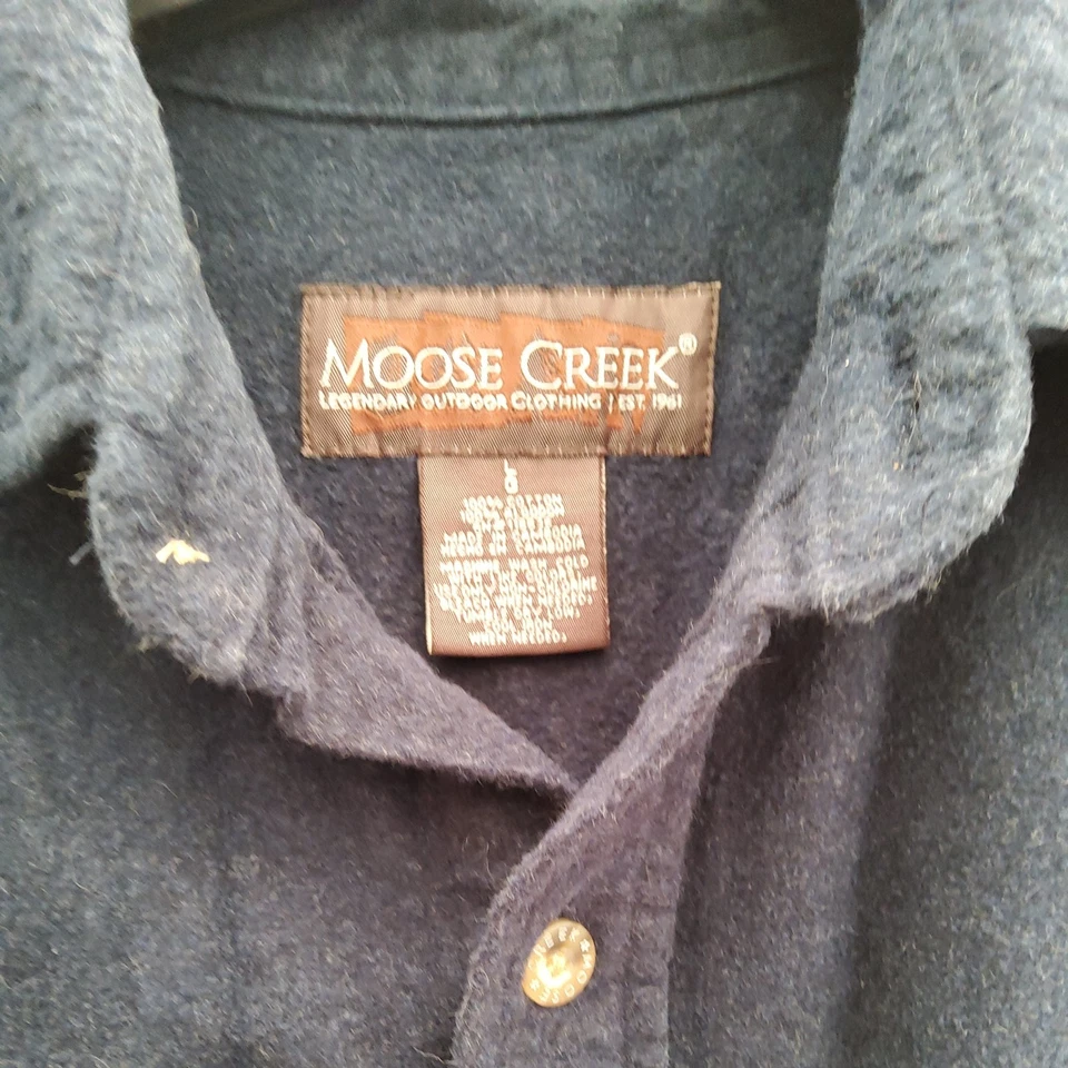 Moose Creek Navy Blue Brushed Cotton Shirt Jacket Outdoor Size Large  - Image 2 of 4