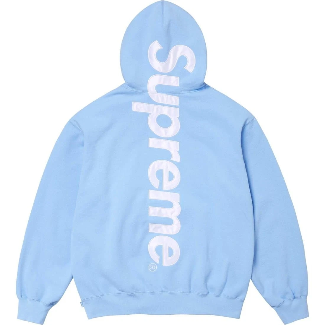 Sweat à capuche neuf 24aw Supreme Satin Applique logo sweat à capuche bleu clair XXL