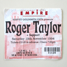 Roger Taylor (Queen) Shepherds Bush Empire 1994 UK Tour Concert Ticket Stub EX-