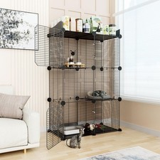 2 Tier Cat Cage Indoor, Big Wire Cat Cage Kennels Enclosures DIY Playpen Crat...