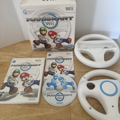 New ListingMario Kart Wii (Nintendo, 2008) CIB Complete W/ Manual With 2 Wheels Tested Work