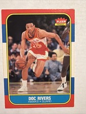 1986-87 Fleer Basketball Card #91 Doc Rivers Atlanta Hawks Rookie Card RC VG. rookie card picture