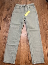 EVERLANE The Original Cheeky Jean Cropped Straight Green, Women's 26 - NEW