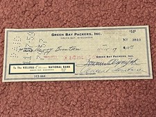 Vince Lombardi Green Bay Packers Signed Check