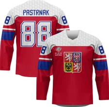 Pastrnak #88 Team Czech Czechia Hockey Jersey White Red Youth Men Custom  Name