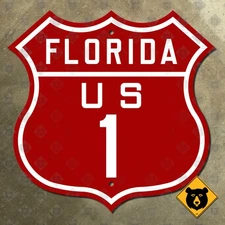 Florida US Route 1 road sign Overseas Highway marker Key West Miami 12x12