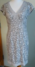 Sue Wong Nocturne Gray Tulle Beaded Soutache Appliques Dress Size 12