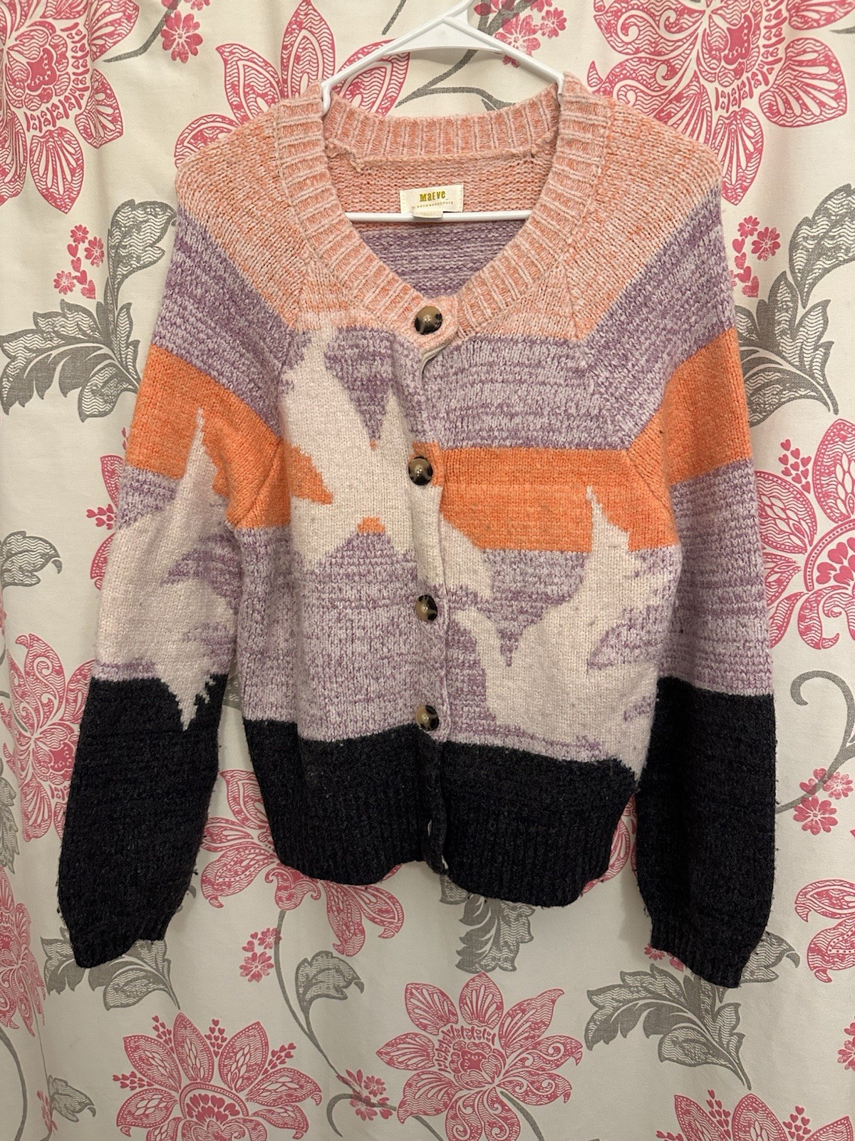 Maeve by Anthropologie Colorblock Birdie Cardigan Sweater | Small