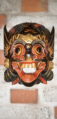  Maske Bali Gesicht Feng Shui Bild Wandschmuck geschnitzt Kunst Buddhismus 