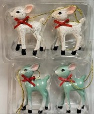 2021 Wondershop Retro-Style Ceramic Deer Ornaments Holiday Set Blue White