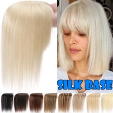 CLEARANCE Topper Toupee Hairpiece Clip In Remy 100 Human Hair Silk Base Top Wig