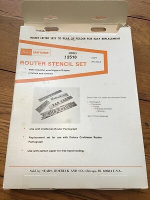 New Never used. Sears Craftsman Router Stencil Set Model 2518
