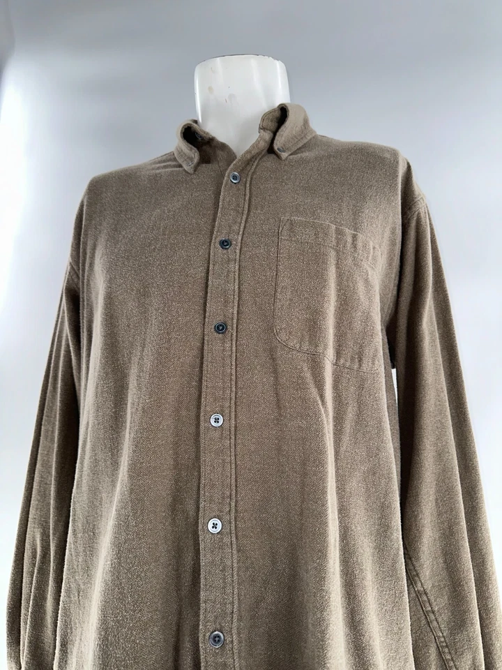 Salute Oleg Cassini 长袖纽扣衬衫男式 XL 棕褐色 100% 棉 YGI J4-76 — 第 3/4 张图片