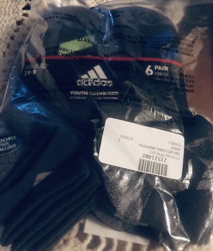 adidas Kids boy s or Girls cushioned angle stripe low cut socks 6 pairs - Picture 3 of 5