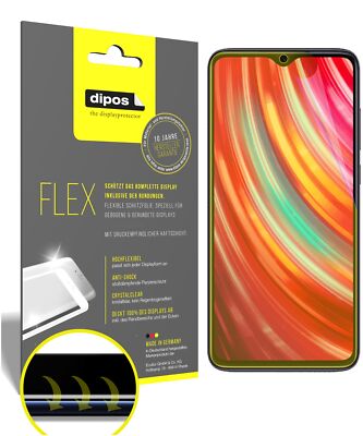 3x Xiaomi Redmi Note 8 Pro Schutzfolie Folie, 100% Displayabdeckung, dipos Flex
