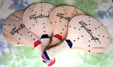 Vintage Set Of 4 Sportcraft Wooden Racquet Paddles Pickleball Paddleball