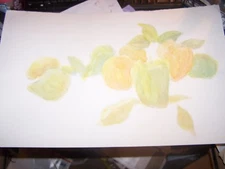  Original Watercolor By Peg Humphreys, Abstract & Fruit & Veggies 22"x14" 