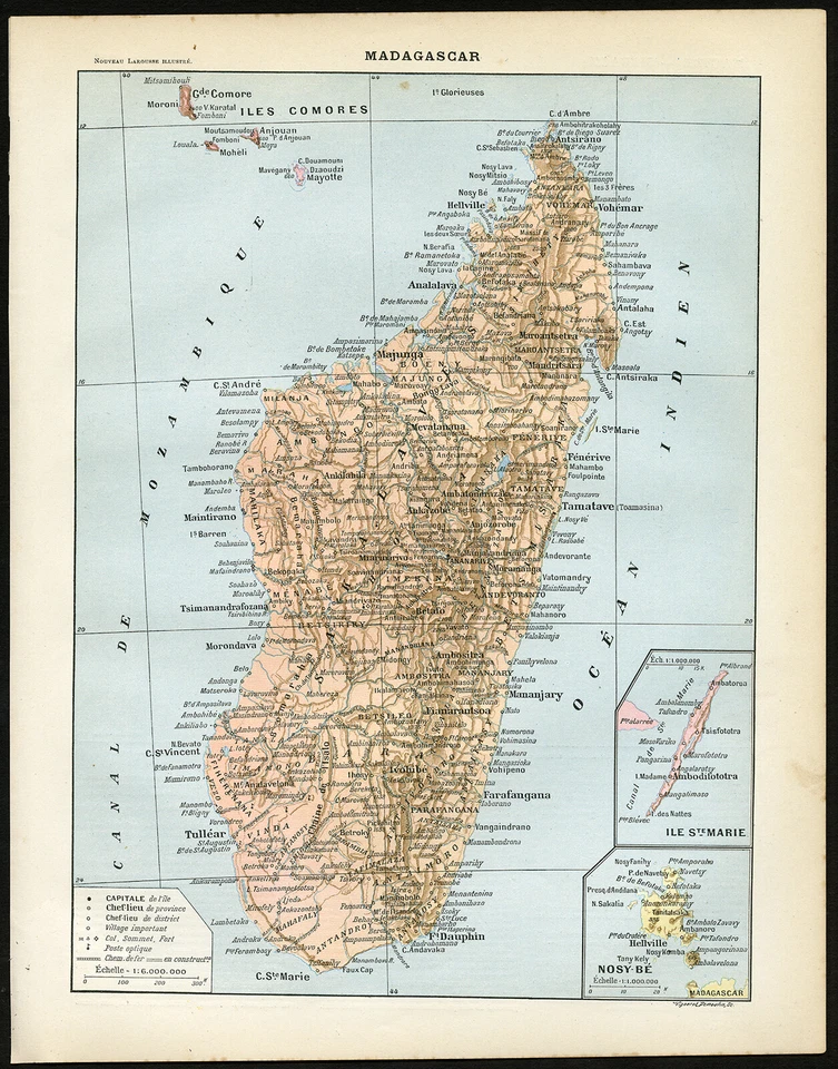 Antique Print / Map-MADAGASCAR-SCENES-COSTUME-Larousse-1897 - Image 2 of 2
