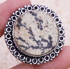 German Dendrite 925 Silver Plated Handmade Ring of US Size 7 Ethnic