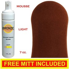 BRONZE - Sunless Self Tanning Foam Mousse - LIGHT - 7 oz  Best Tanner Mitt.