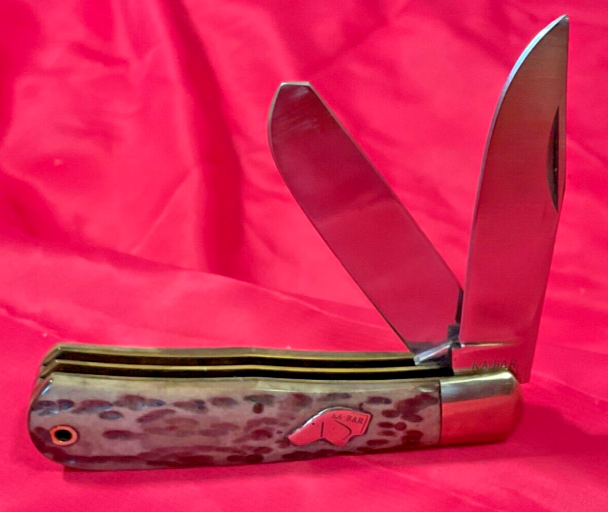 KABAR knife 2 blades with Dog Head and lanyard hole UNION CUTCO Nice