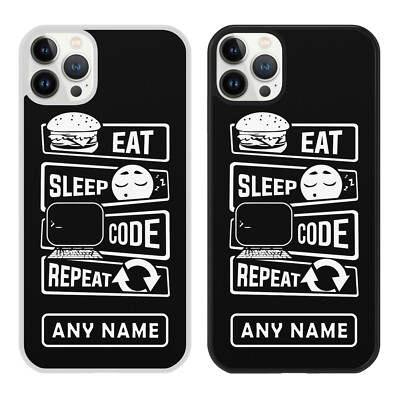 Personalisierter Name Eat Sleep Code Handyhülle für iPhone Samsung Programmierer lustig