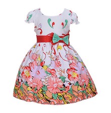 Girls White Pink and Red Flower Party Dress 4 5 6 7 8 Years