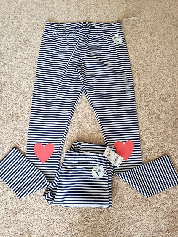 OSHKOSH B'gosh Pair of 2 Blue and White Striped Leggins NWT Size 14
