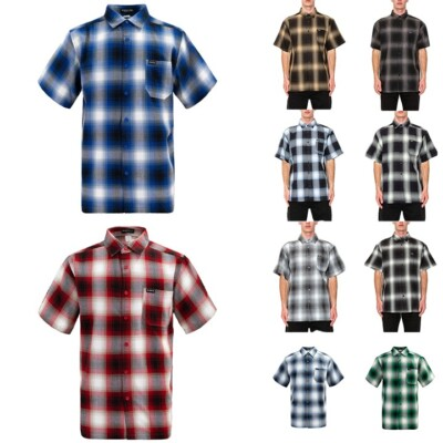 #ad #ad Men#x27;s Western Casual Old School Plaid Flannel Short Sleeve Button Shirt SS30EY $32.95
