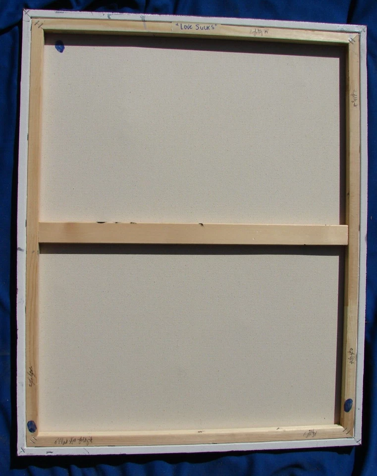 Modernist ABSTRACT Modern Painting GRAFFITI Expressionist ART LOVE SUCKS FOLTZ - Image 3 of 4